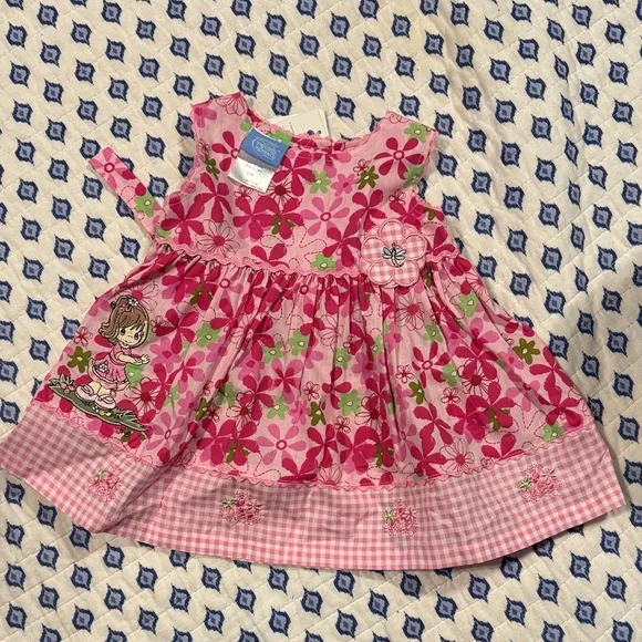 Precious Moments Pink Floral Baby Dress 6/9 months - Picture 1 of 6